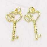 10Pcs Heart Key Shape Pendant Jewelry Charms Gift 8364