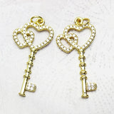 10Pcs Heart Key Shape Pendant Jewelry Charms Gift 8364