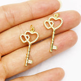 10Pcs Heart Key Shape Pendant Jewelry Charms Gift 8364