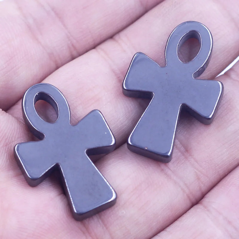 10Pcs Hematite Pendants Cross Heart Turtle Gunmetal Jewelry DIY Charms