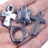 10Pcs Hematite Pendants Cross Heart Turtle Gunmetal Jewelry DIY Charms