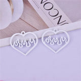 10Pcs Hollow Fire Heart Charms for Jewelry Making