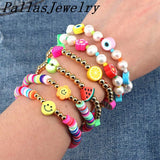 10Pcs Colorful Rainbow Clay Heishi Bracelet Women&Men Gift