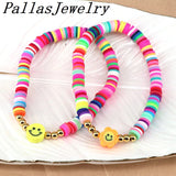 10Pcs Colorful Rainbow Clay Heishi Bracelet Women&Men Gift