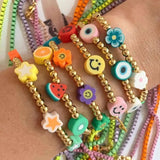 10Pcs Colorful Rainbow Clay Heishi Bracelet Women&Men Gift