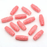 10Pcs Natural Pink Coral Bead Cylindrical Beads Jewelry Making DIY