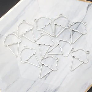 10Pcs Ice Cream Cone Resin Frame Pendant for Resin Jewelry Making