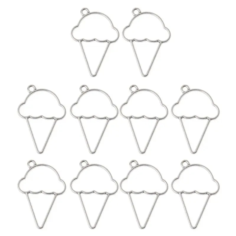 10Pcs Ice Cream Cone Resin Frame Pendant for Resin Jewelry Making