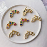 10Pcs Rainbow Moon Zircon Charms Necklace Making
