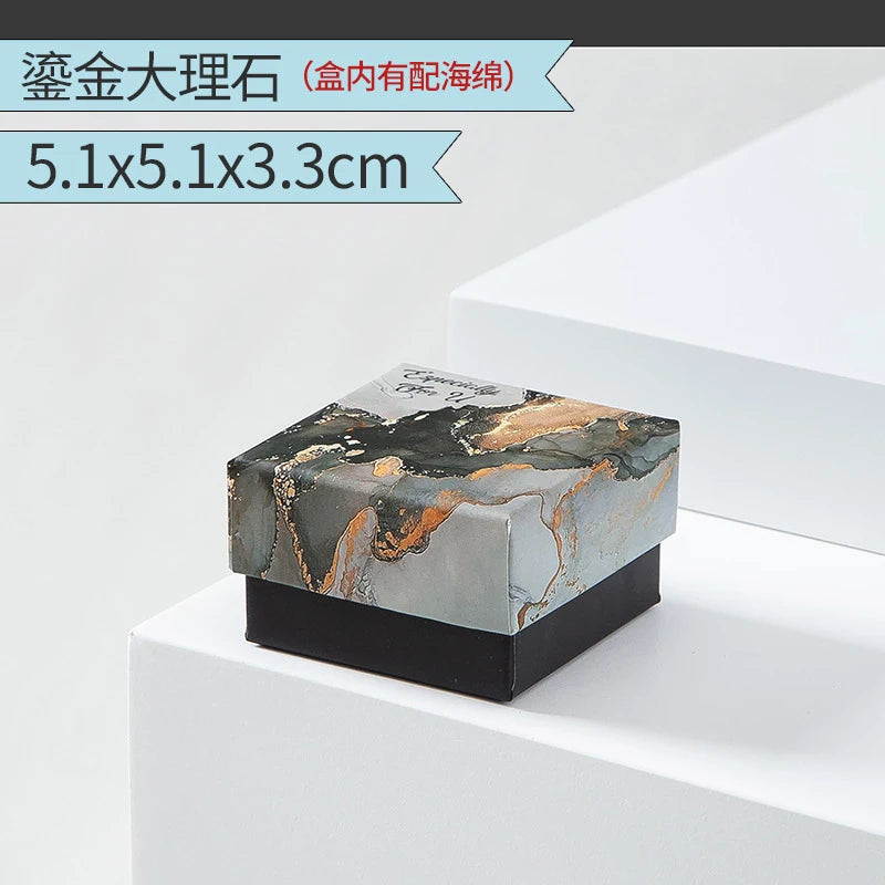 10Pcs Marble Pattern Jewelry Boxes - Ring Bracelet Box Paper