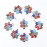10Pcs Multicolor Gem Stone Flower Healing Pendant Charm Bead IN3268
