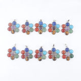 10Pcs Multicolor Gem Stone Flower Healing Pendant Charm Bead IN3268