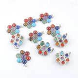 10Pcs Multicolor Gem Stone Flower Healing Pendant Charm Bead IN3268