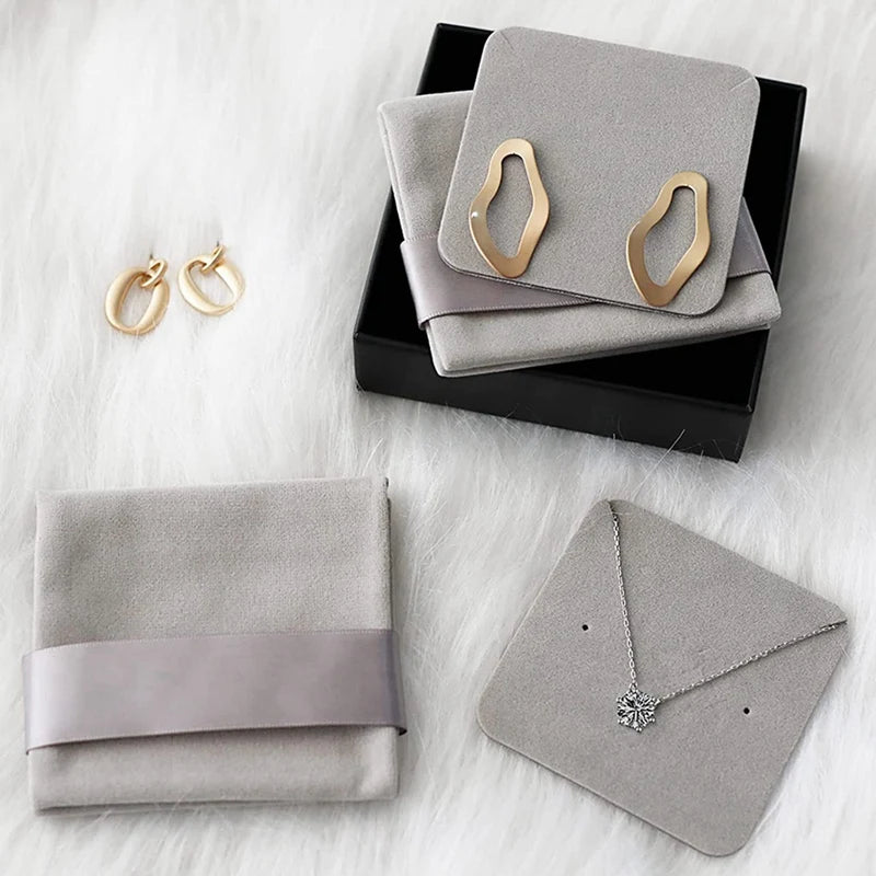 10Pcs Jewelry Pouch with Display Card, Necklace Earrings Holder