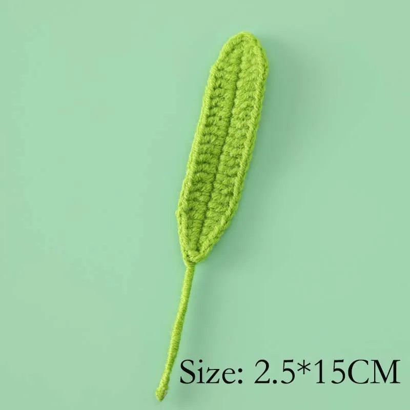 10Pcs Knitted Green Leaves DIY Sewing Crochet Decoration