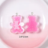 10Pcs Glitter Bear Resin Charms for Jewelry Making Craft DIY Pendants