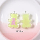 10Pcs Glitter Bear Resin Charms for Jewelry Making Craft DIY Pendants