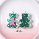 10Pcs Glitter Bear Resin Charms for Jewelry Making Craft DIY Pendants