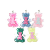 10Pcs Glitter Bear Resin Charms for Jewelry Making Craft DIY Pendants