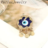 10Pcs Lampwork Eye Tassel Charms Pendant Lucky Eyes Copper Pendants