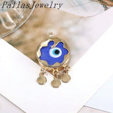 10Pcs Lampwork Eye Tassel Charms Pendant Lucky Eyes Copper Pendants