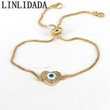 10Pcs Copper Beaded Eye Zircon Cz Chain Bracelet