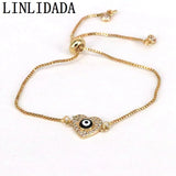 10Pcs Copper Beaded Eye Zircon Cz Chain Bracelet