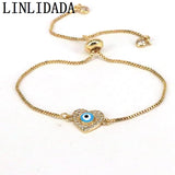 10Pcs Copper Beaded Eye Zircon Cz Chain Bracelet