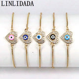 10Pcs Copper Beaded Eye Zircon Cz Chain Bracelet