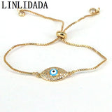 10Pcs Copper Beaded Eye Zircon Cz Chain Bracelet