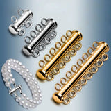 10Pcs Layered Bracelet Necklaces Magnetic Clasps Rhodium Plated Tubes Lock