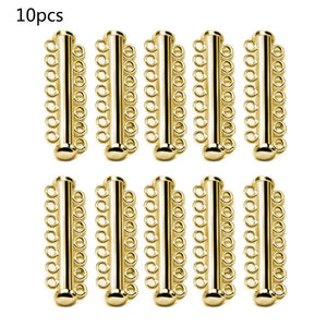 10Pcs Layered Bracelet Necklaces Magnetic Clasps Rhodium Plated Tubes Lock