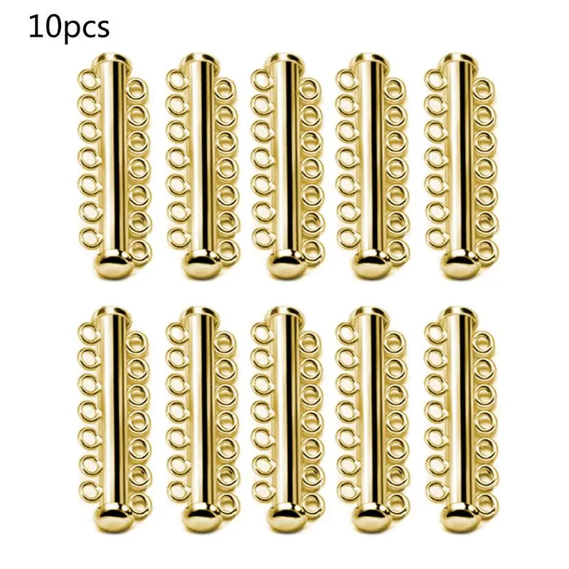 10Pcs Layered Bracelet Necklaces Magnetic Clasps Rhodium Plated Tubes Lock