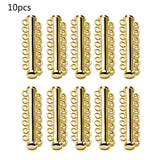 10Pcs Layered Bracelet Necklaces Magnetic Clasps Rhodium Plated Tubes Lock