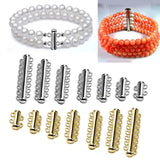 10Pcs Layered Bracelet Necklaces Magnetic Clasps Rhodium Plated Tubes Lock