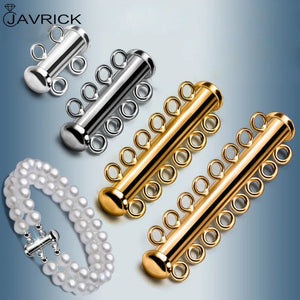 10Pcs Layered Bracelet Necklaces Slide Magnetic Clasps Rhodium Plated