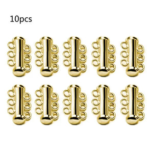 10Pcs Layered Bracelet Necklaces Slide Magnetic Clasps Rhodium Plated