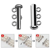 10Pcs Layered Bracelet Necklaces Magnetic Clasps Rhodium Plated Tubes Lock