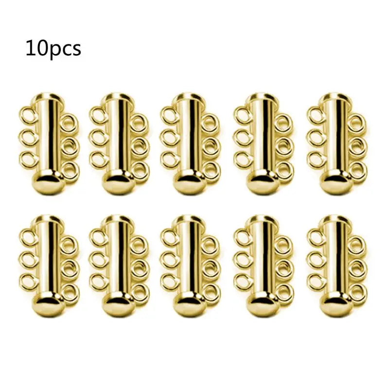 10Pcs Layered Bracelet Necklaces Slide Magnetic Clasps Rhodium Plated