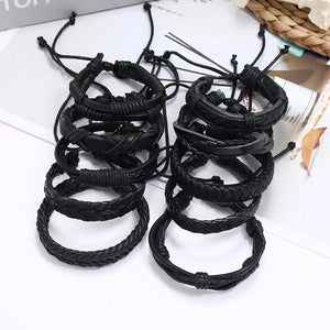 10Pcs Leather Cuff Bracelets for Teen Adjustable Wristband