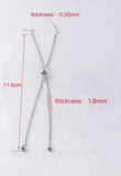 10Pcs 1.8mm Stainless Steel Chain Slider Extender for DIY Jewelry