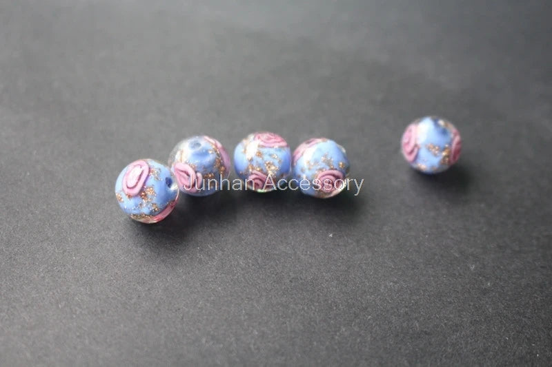 10Pcs/Lot Lampwork Flower Beads With powder Japanese Style Jewelry