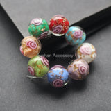 10Pcs/Lot Lampwork Flower Beads Mix w/ powder Japanese Style for Jewelry