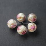 10Pcs/Lot Lampwork Flower Beads With Powder Japanese Style Jewelry