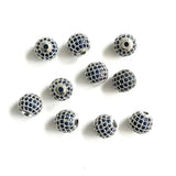 10Pcs/Lot 10mm CZ Pave Silver Spacer for Jewelry Making