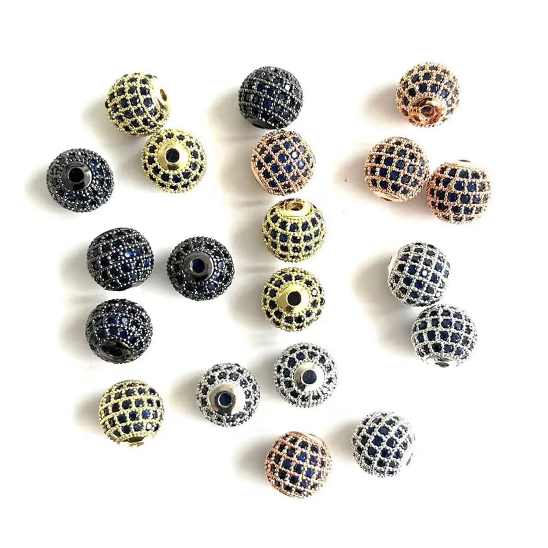 10Pcs/Lot 10mm CZ Pave Silver Spacer for Jewelry Making