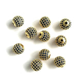 10Pcs/Lot 10mm CZ Pave Silver Spacer for Jewelry Making