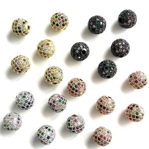 10Pcs 10mm CZ Pave Silver Spacer for Jewelry Making