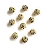 10Pcs 10mm CZ Pave Silver Spacer for Jewelry Making