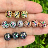 10Pcs 10mm CZ Pave Silver Spacer for Jewelry Making